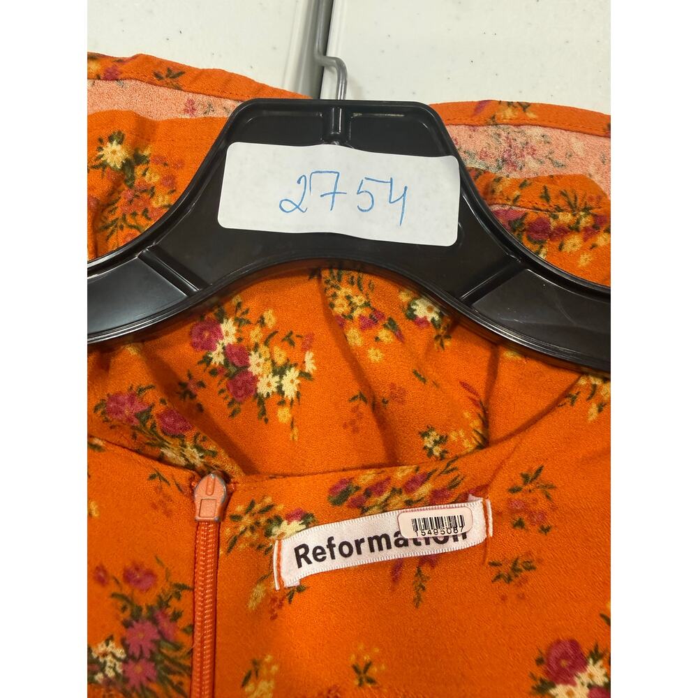 Reformation Lacey Orange floral midi  Dress Size 4 - Picture 2 of 8